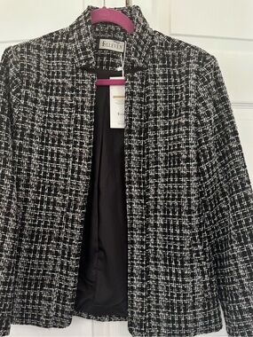 NWT Elleven Black White Tweed Jacket Blazer Career Office Classic Size Large